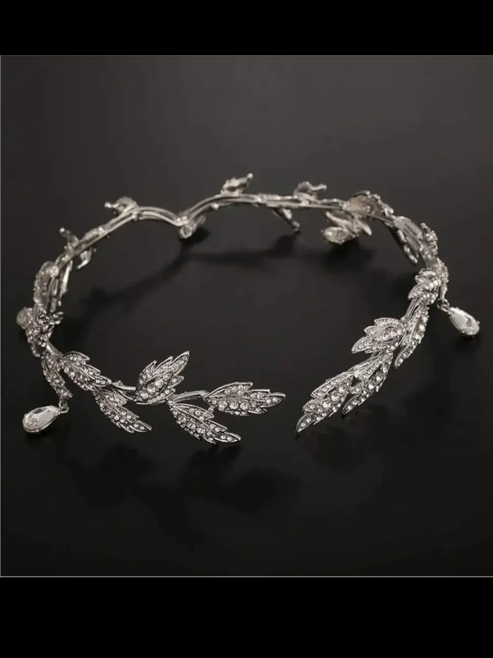 Silver Leaf Crystal Headpiece - Elegant Wedding Hair Accessory